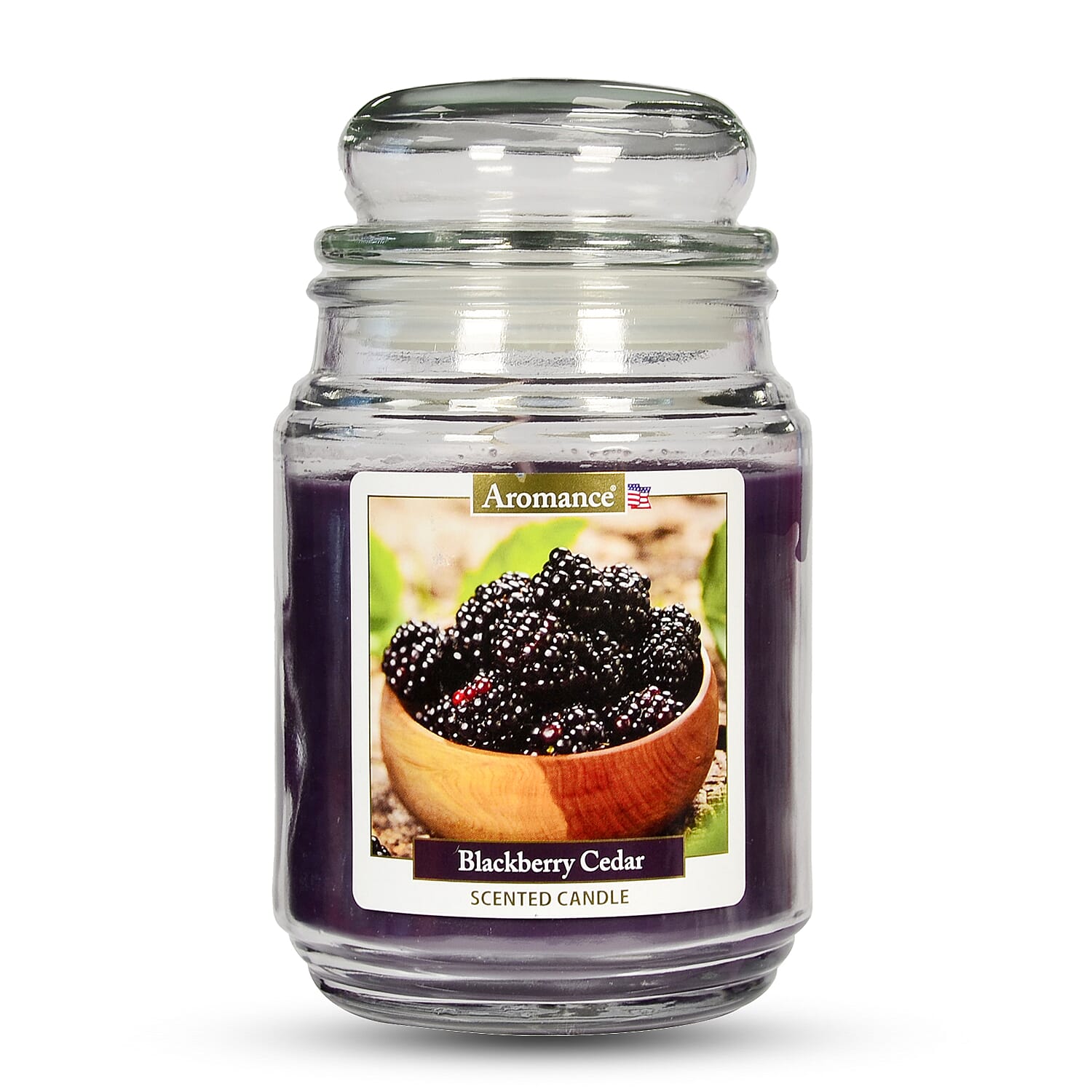 One Time Deal -Aromance Blackberry Cedar Scented Candle 18oz - Dark purple