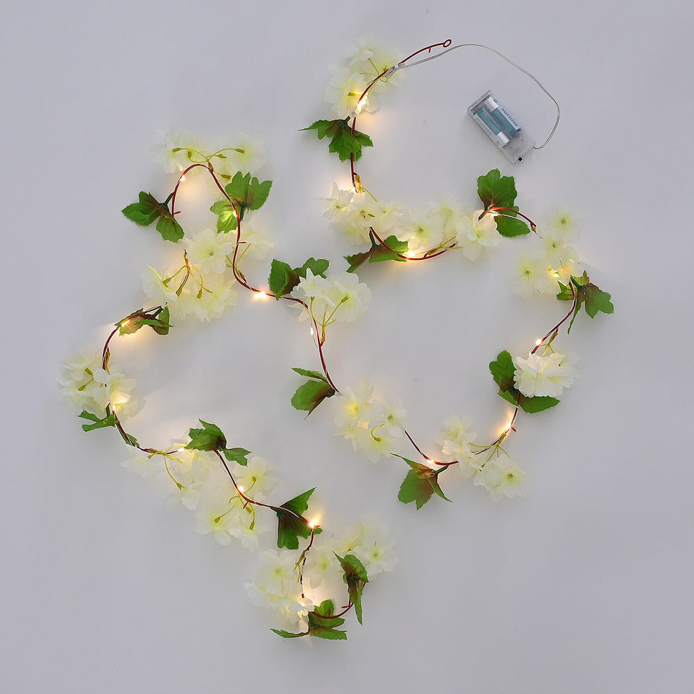 Artificial Cherry Blossom Vine with 20 LED Fairy Lights (2AAA Battery not Incl.) (Size 200cm) - White & Pink