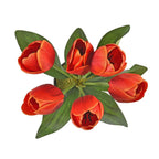 Set of 2 Artifical 6 Heads Tulip Flower Pot With Green Leaves - Pink & Red