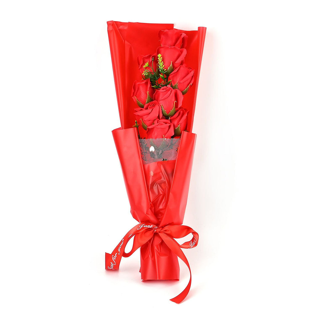 Soap Flowers Bouquet in Gift Box - Red