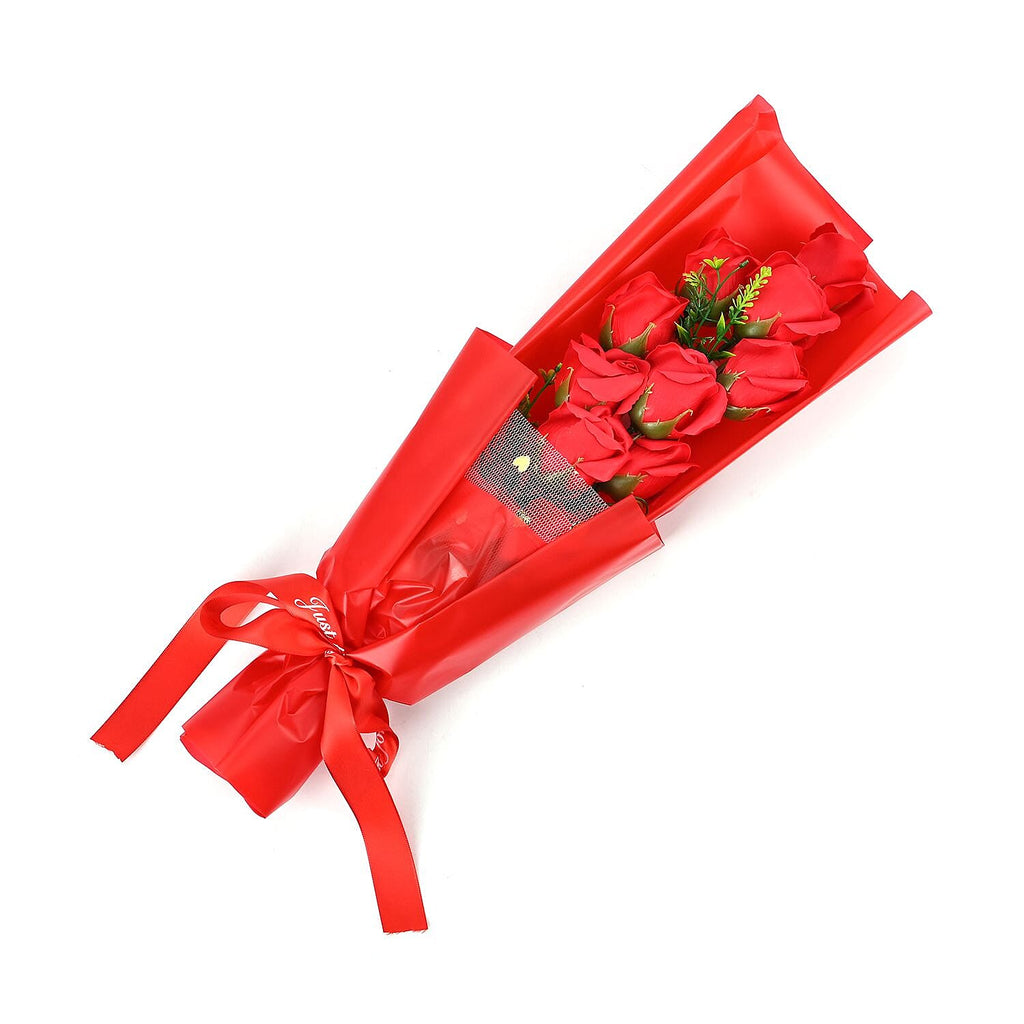 Soap Flowers Bouquet in Gift Box - Red