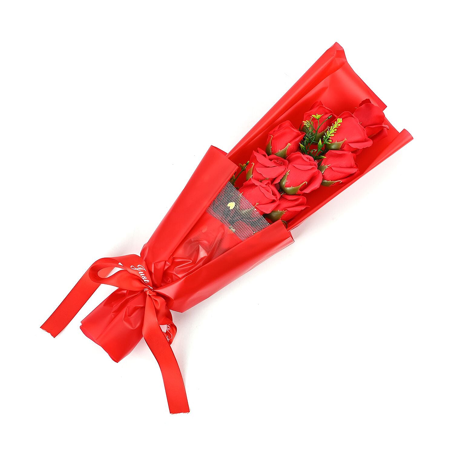 Soap Flowers Bouquet in Gift Box - Red