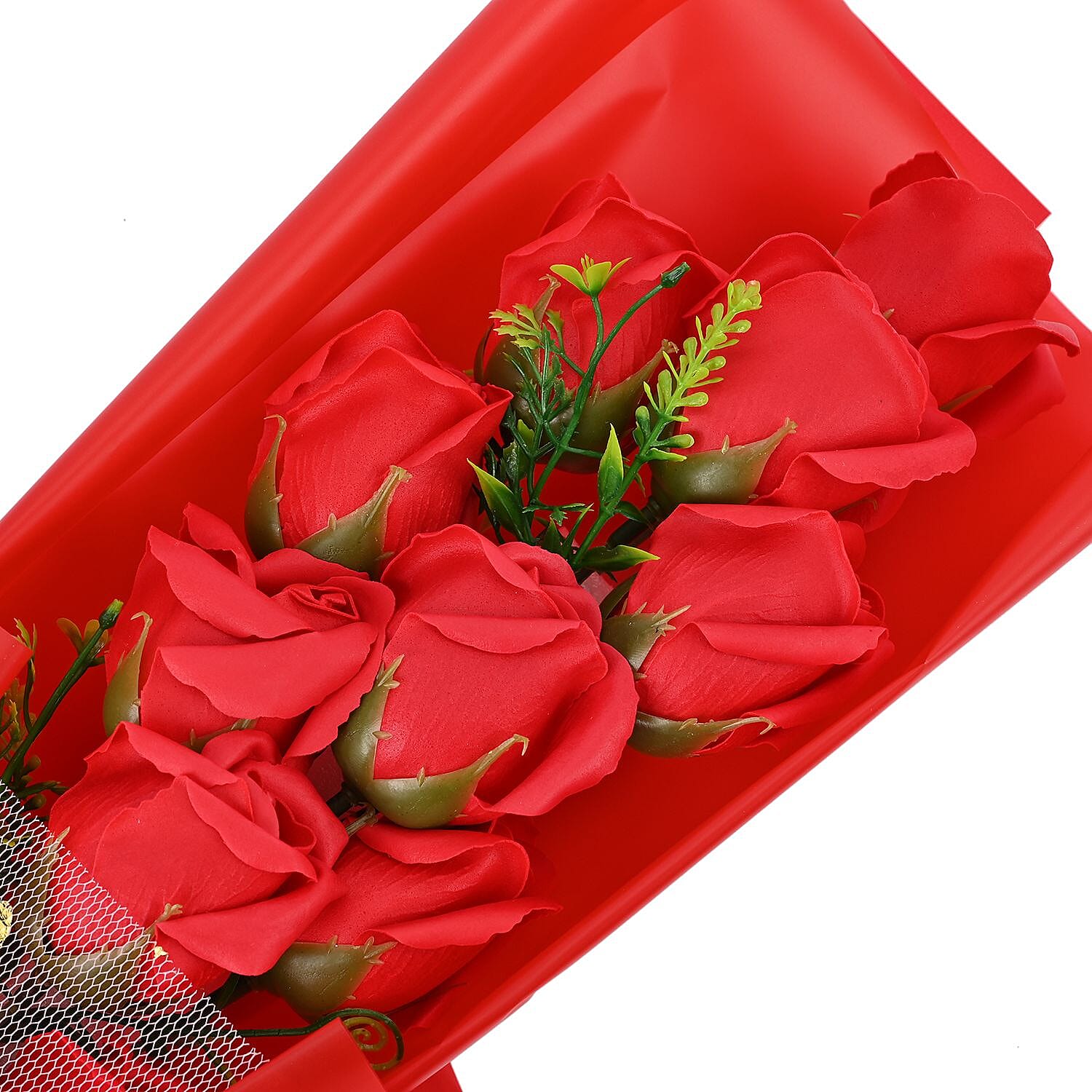 Soap Flowers Bouquet in Gift Box - Red