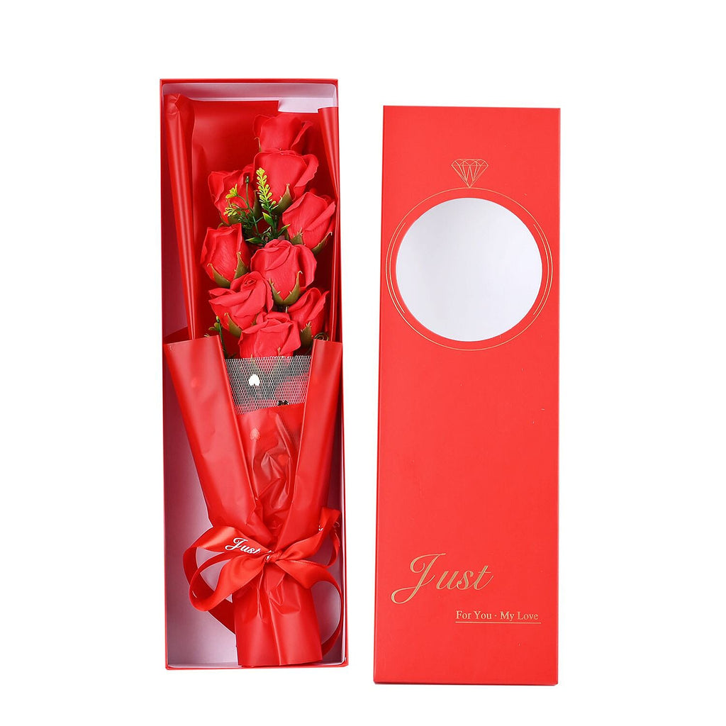 Soap Flowers Bouquet in Gift Box - Red