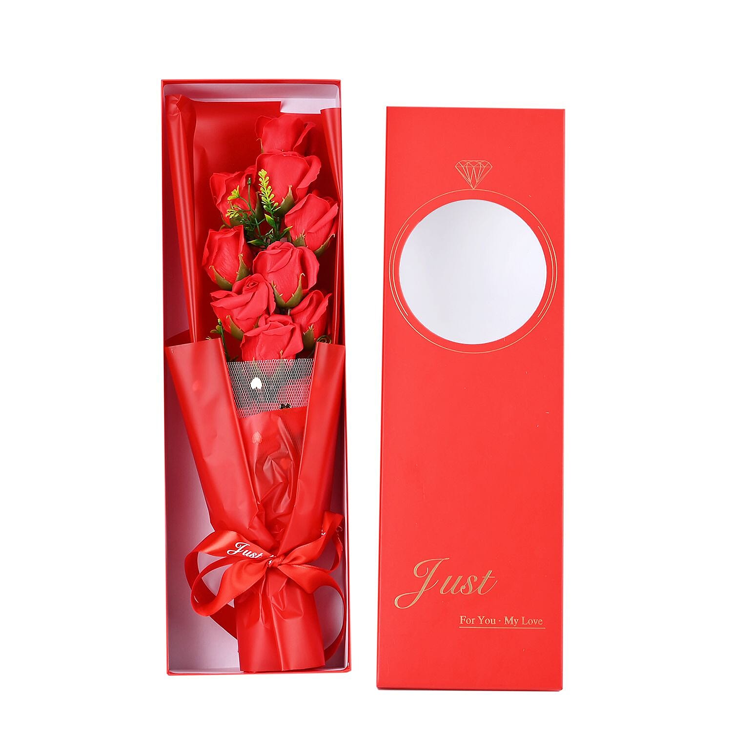 Soap Flowers Bouquet in Gift Box - Red