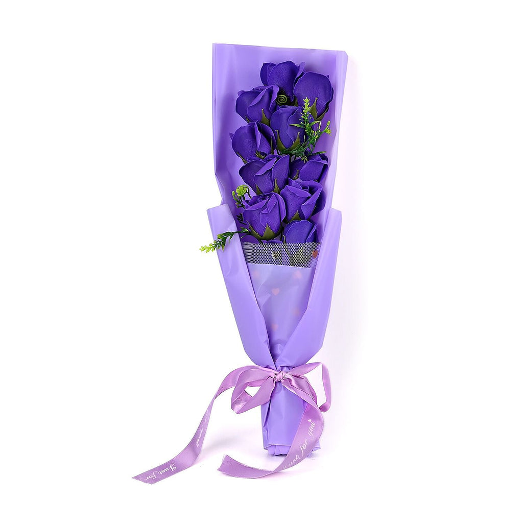 Soap Flowers Bouquet in Gift Box - Purple