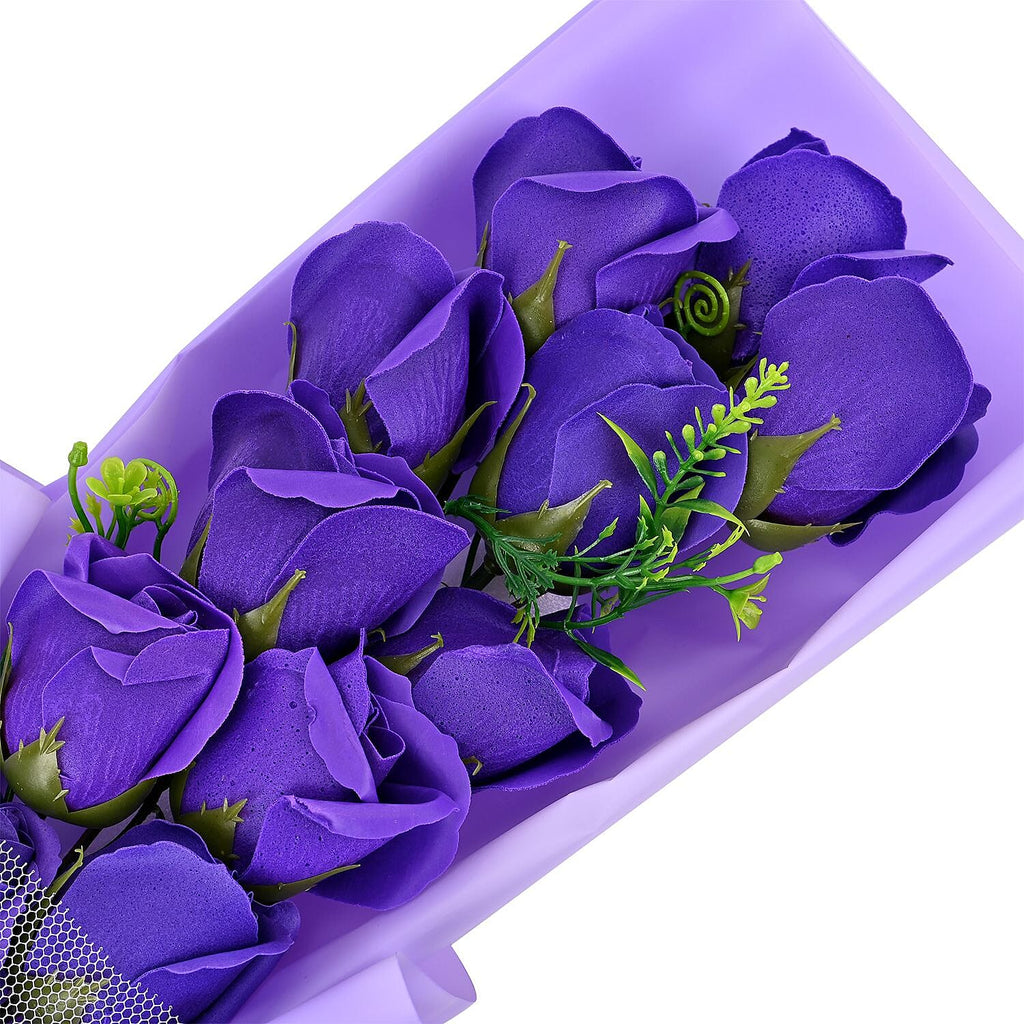 Soap Flowers Bouquet in Gift Box - Purple