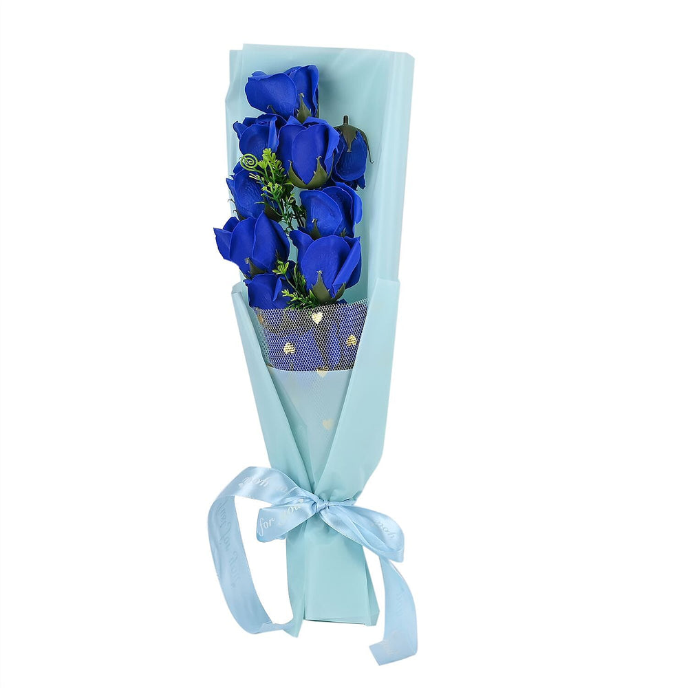 Soap Flowers Bouquet in Gift Box - Blue
