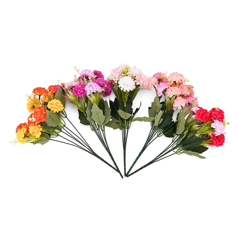 Set of 5 Artificial Hydrangea Flower Bunches - Assorted Colors (32cm)