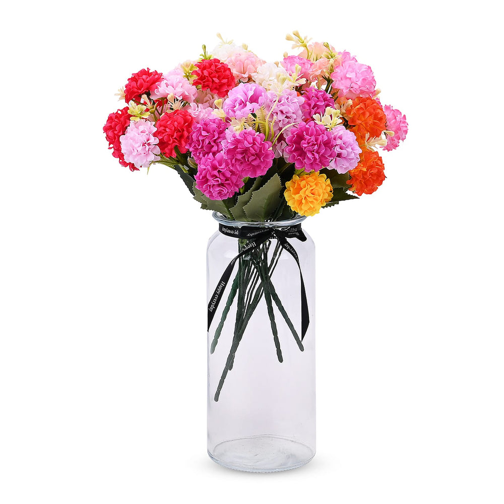 Set of 5 Artificial Hydrangea Flower Bunches - Assorted Colors (32cm)