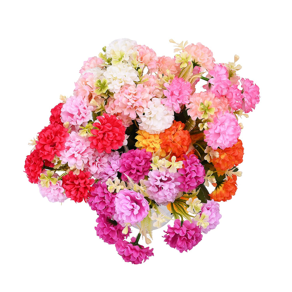 Set of 5 Artificial Hydrangea Flower Bunches - Assorted Colors (32cm)
