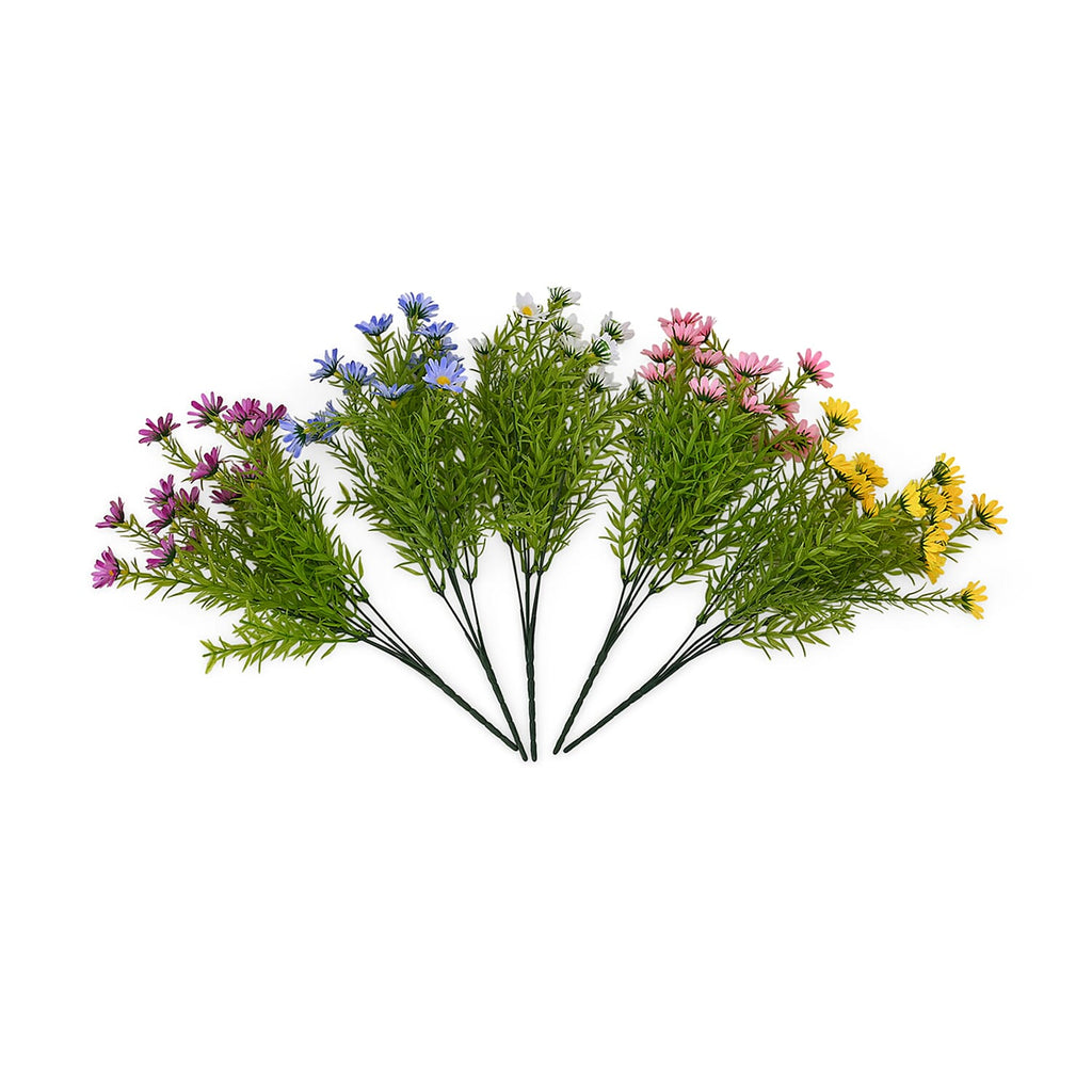 Set of 5 Artificial Daisies Flower Bunches - Assorted Colors (32cm)