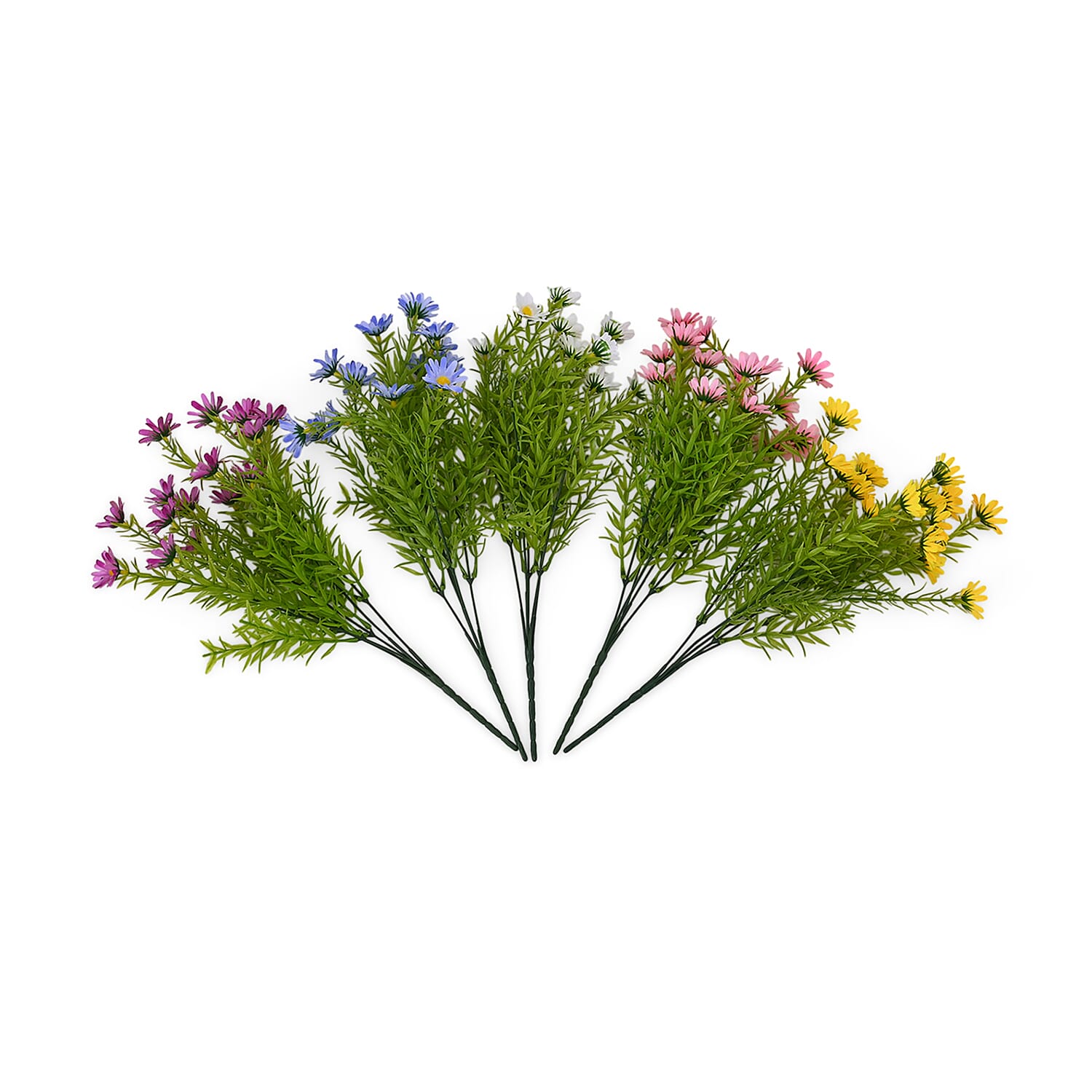 Set of 5 Artificial Daisies Flower Bunches - Assorted Colors (32cm)