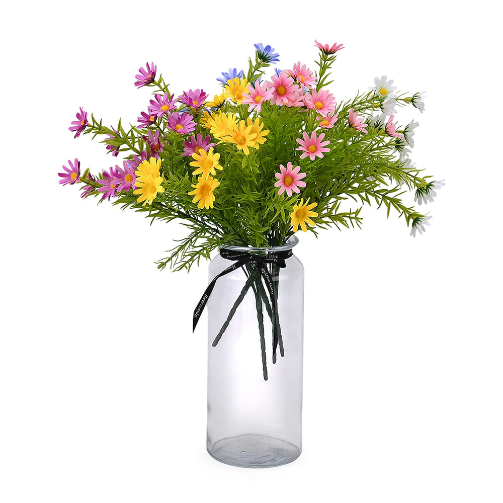 Set of 5 Artificial Daisies Flower Bunches - Assorted Colors (32cm)