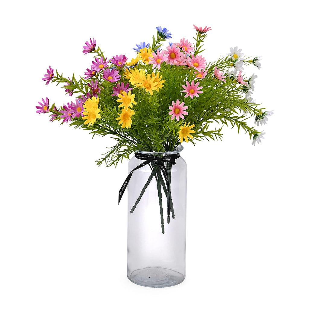 Set of 5 Artificial Daisies Flower Bunches - Assorted Colors (32cm)