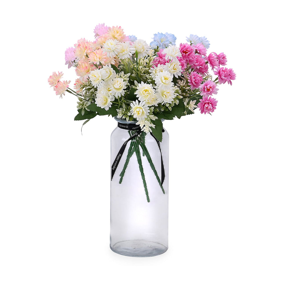 Set of 5 Artificial Chrysanthemum Flower Bunches - Assorted Colors (32cm)