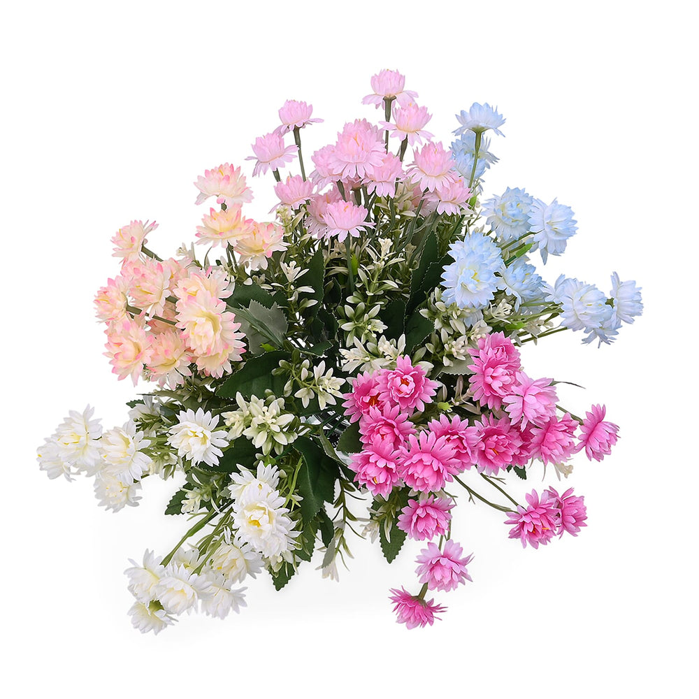 Set of 5 Artificial Chrysanthemum Flower Bunches - Assorted Colors (32cm)