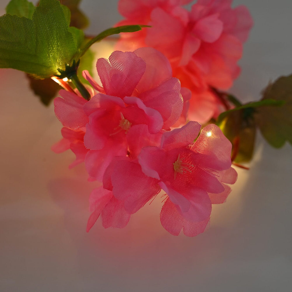 Artificial Red Cherry Blossom Vine with 20 LED Fairy Lights (2AAA Battery not Incl.) Size 200cm - Red