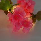 Artificial Red Cherry Blossom Vine with 20 LED Fairy Lights (2AAA Battery not Incl.) Size 200cm - Red