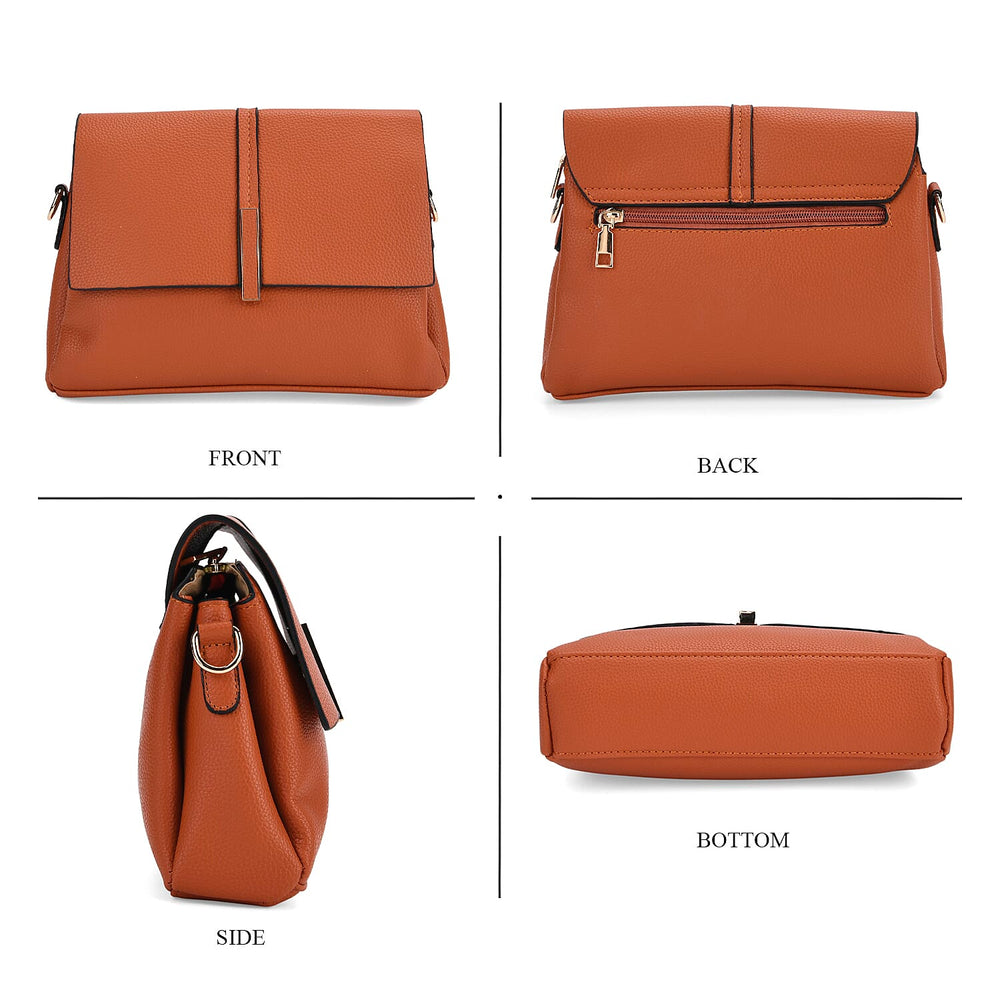 Artisan Crossbody Sling Bag with Geometric Pattern Shoulder Strap - Rust