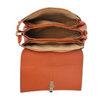 Artisan Crossbody Sling Bag with Geometric Pattern Shoulder Strap - Rust