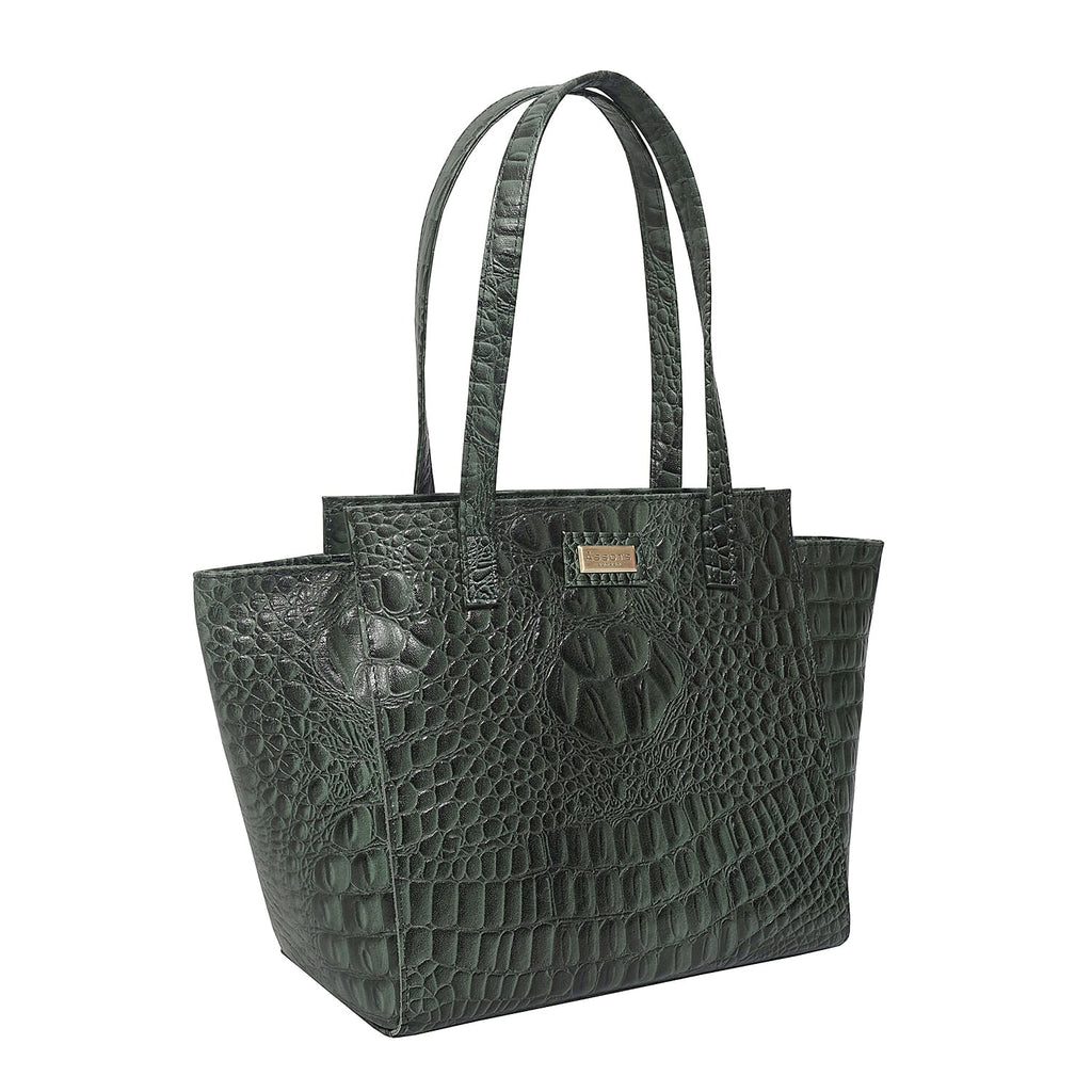 Assots London Genuine Leather Eileen Tote Bag - Olive