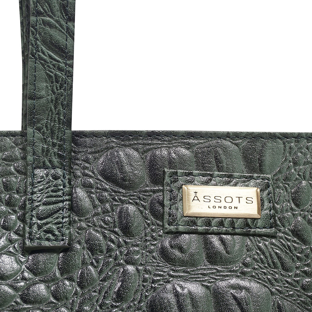 Assots London Genuine Leather Eileen Tote Bag - Olive