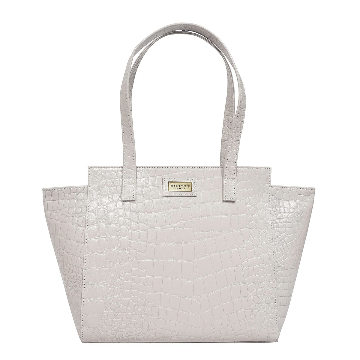 Assots London Genuine Leather Eileen Tote Bag - Ivory