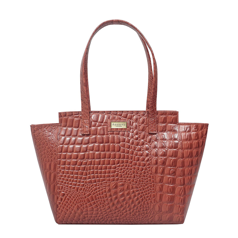 Assots London Genuine Leather Eileen Tote Bag - Red