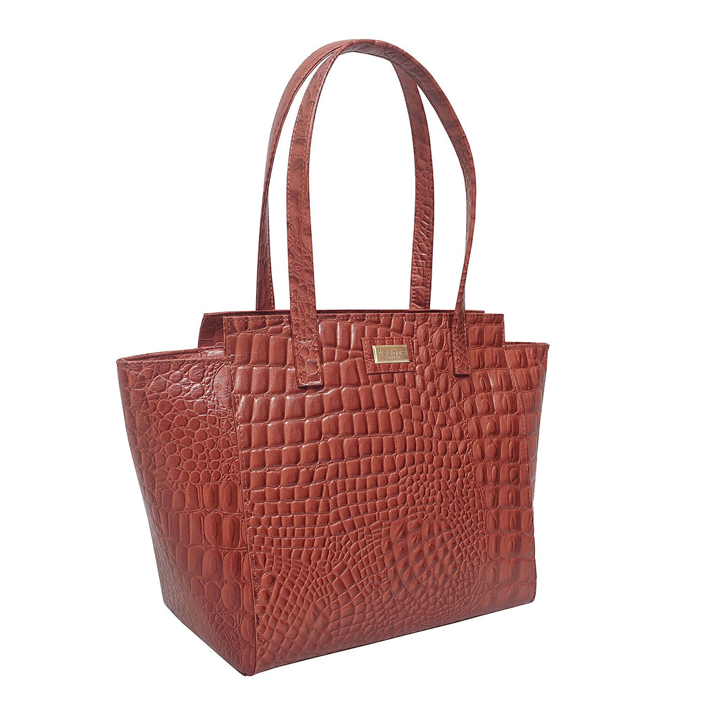 Assots London Genuine Leather Eileen Tote Bag - Red