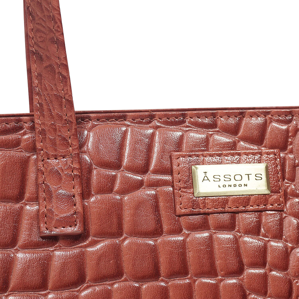 Assots London Genuine Leather Eileen Tote Bag - Red