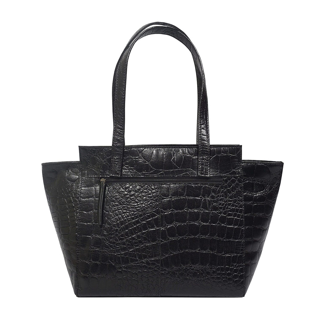 Assots London Genuine Leather Eileen Tote Bag - Black