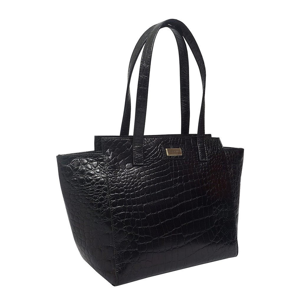 Assots London Genuine Leather Eileen Tote Bag - Black