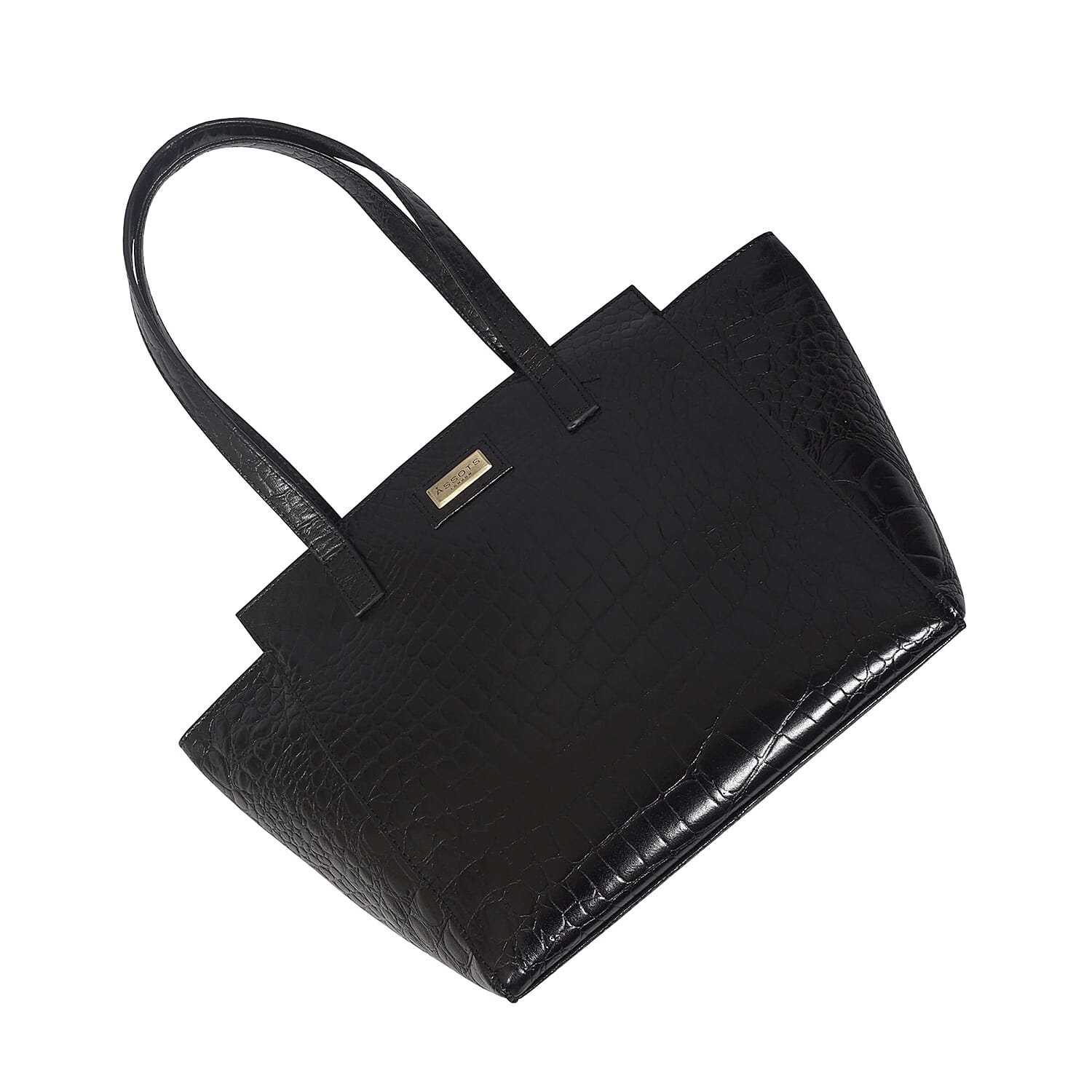 Assots London Genuine Leather Eileen Tote Bag - Black