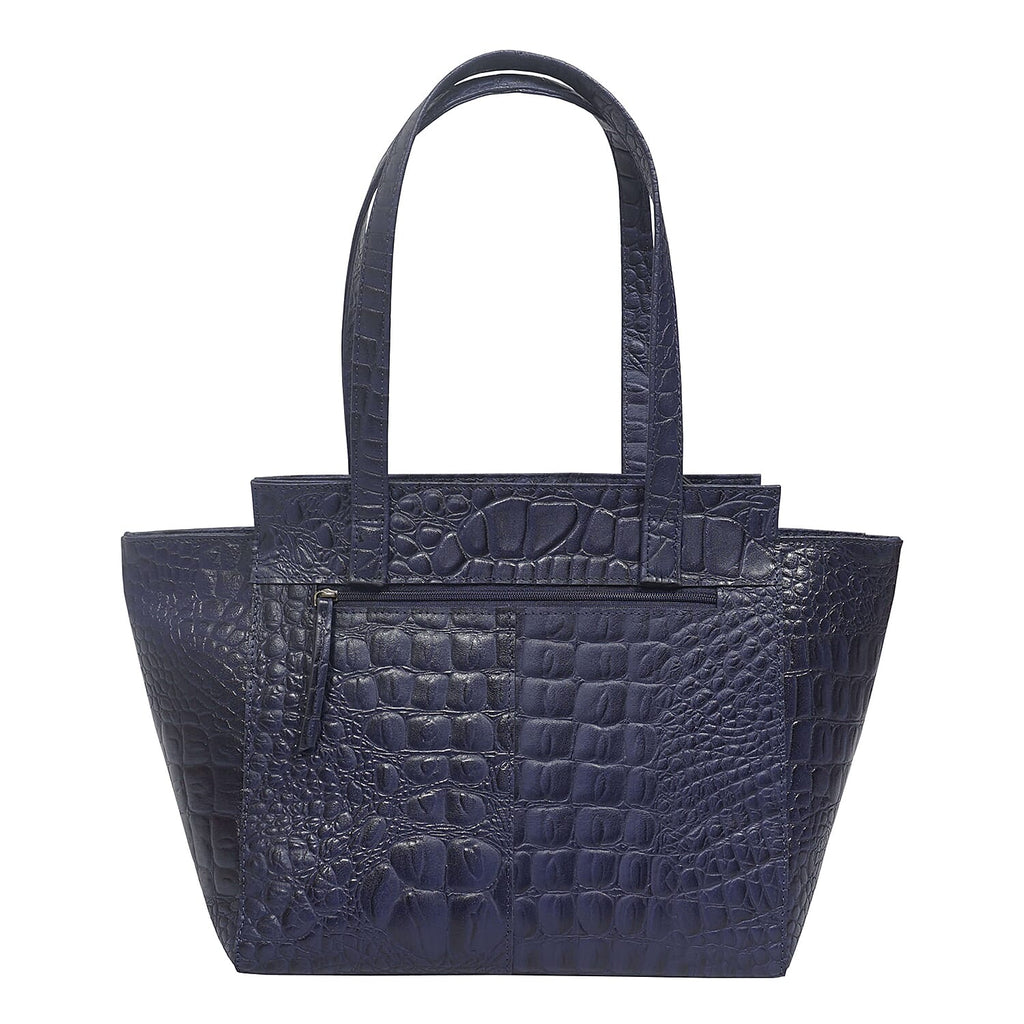 Assots London Genuine Leather Eileen Tote Bag - Navy