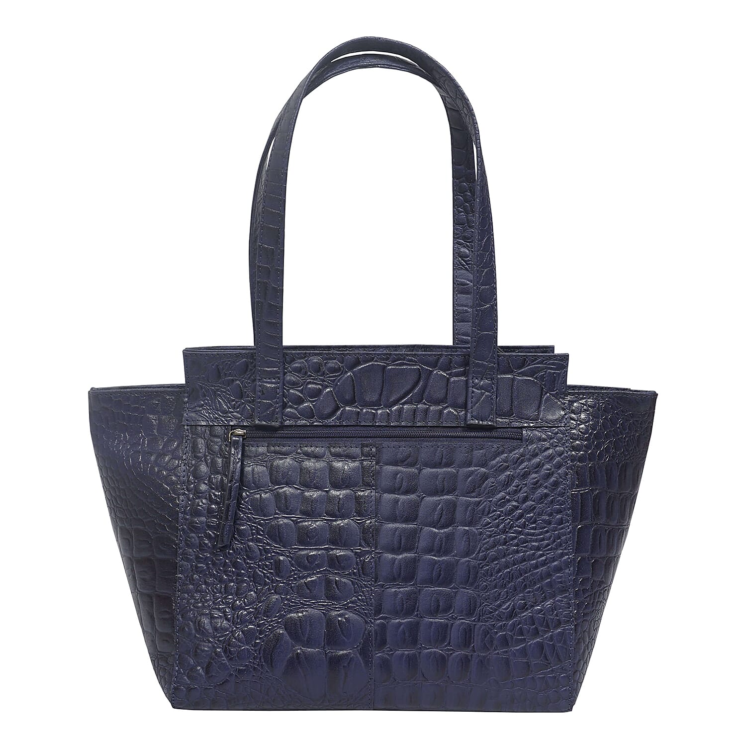 Assots London Genuine Leather Eileen Tote Bag - Navy