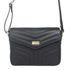 Assots London Genuine Leather Jessica Quilted Crossbody Bag - Black