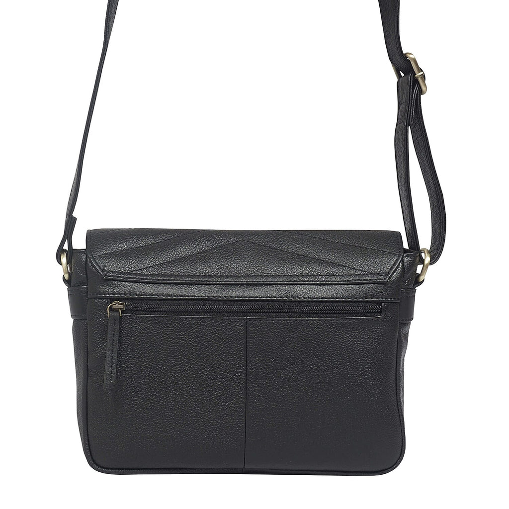 Assots London Genuine Leather Jessica Quilted Crossbody Bag - Black