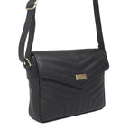 Assots London Genuine Leather Jessica Quilted Crossbody Bag - Black