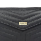Assots London Genuine Leather Jessica Quilted Crossbody Bag - Black