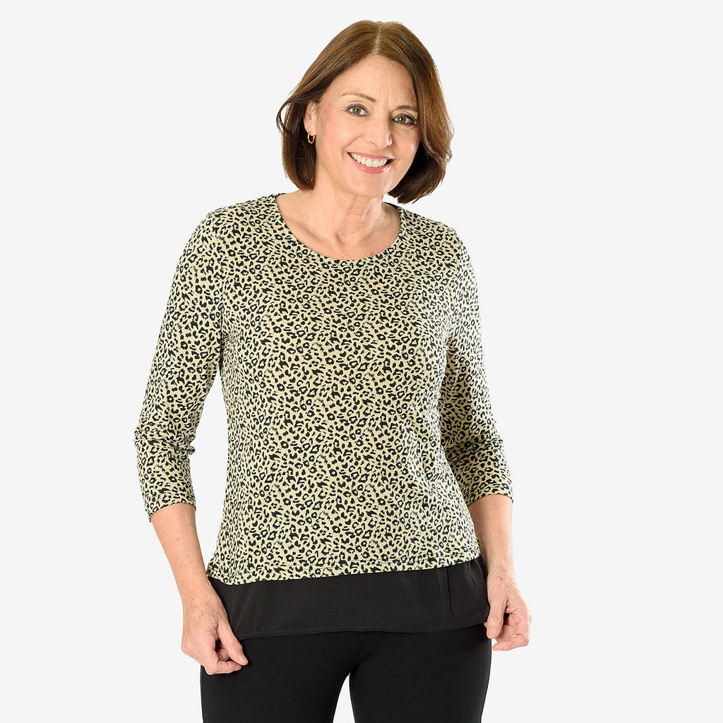 Auburn Animal Print Top (Size 20 to 22)  - Beige