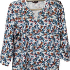 Auburn Floral Notch Neck Blouse (Size XL 20 to 22)- White