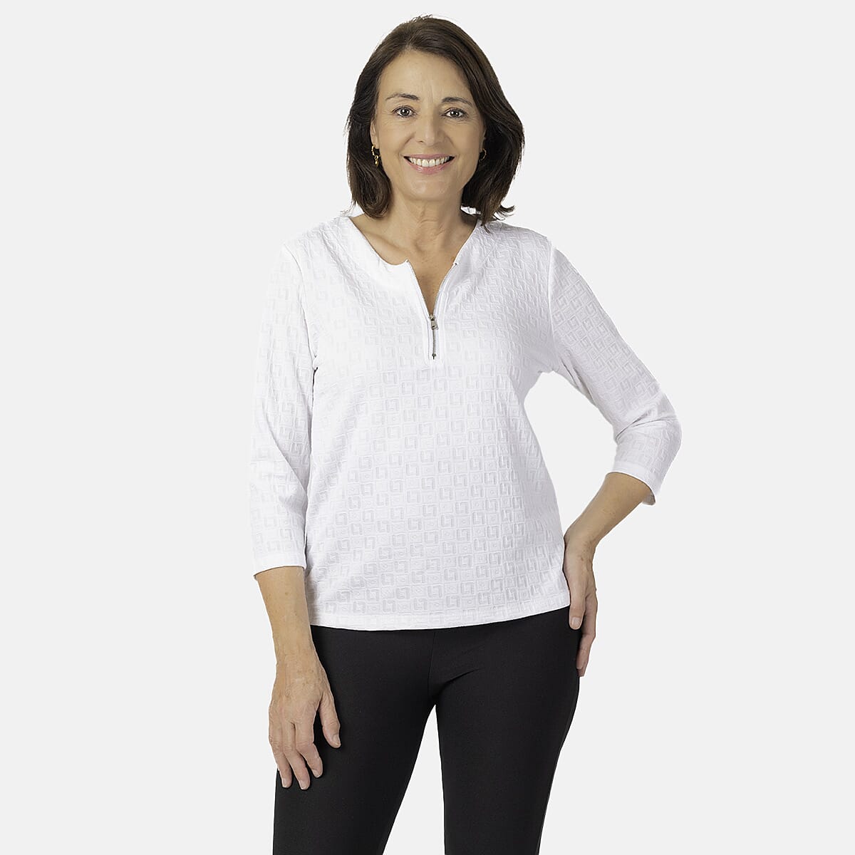 Auburn Knitted Zip Blouse (Size 10-12) - Ivory