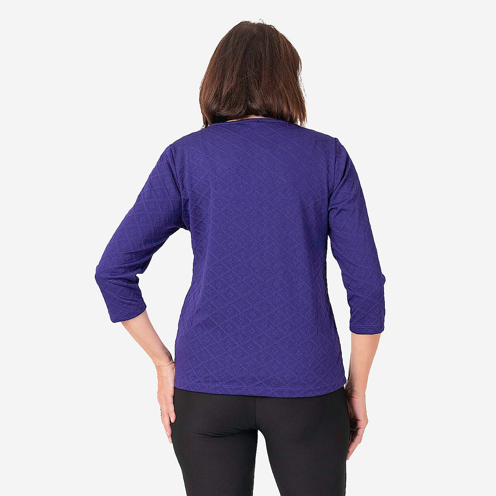 Auburn Solid Color Zip Blouse (Size 14 to 16) - Purple