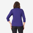 Auburn Solid Color Zip Blouse (Size 14 to 16) - Purple