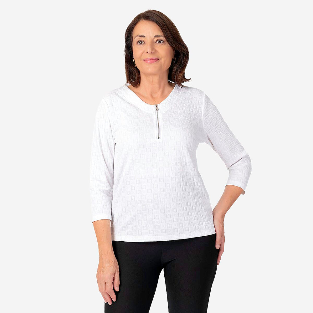 Auburn Knitted Zip Blouse (Size 18-20) - Ivory