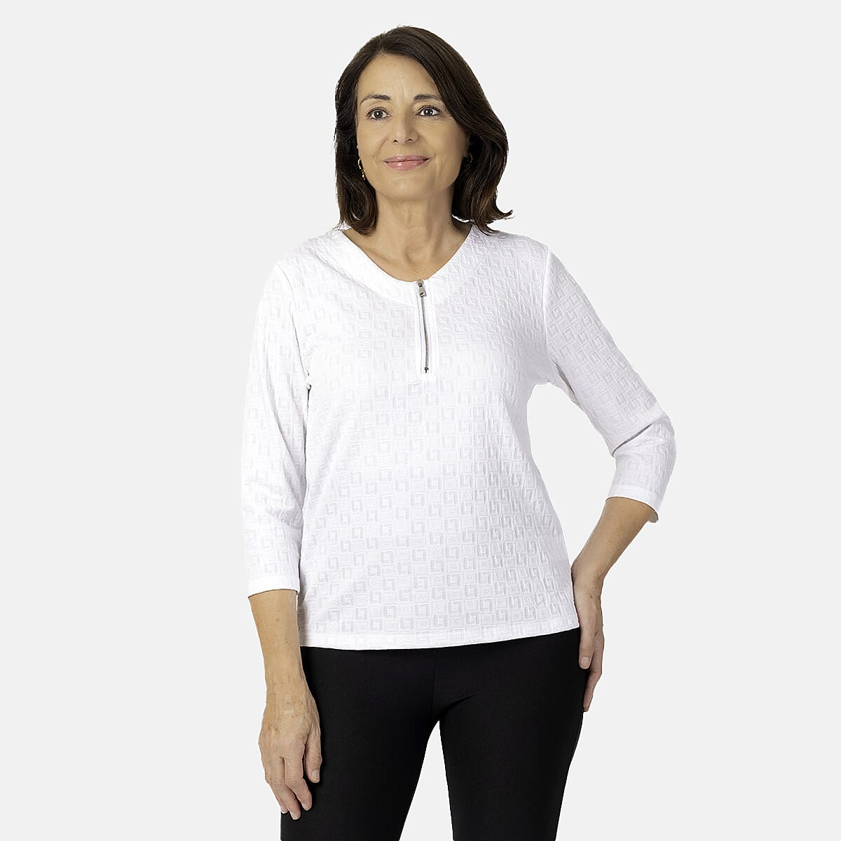 Auburn Knitted Zip Blouse (Size 18-20) - Ivory