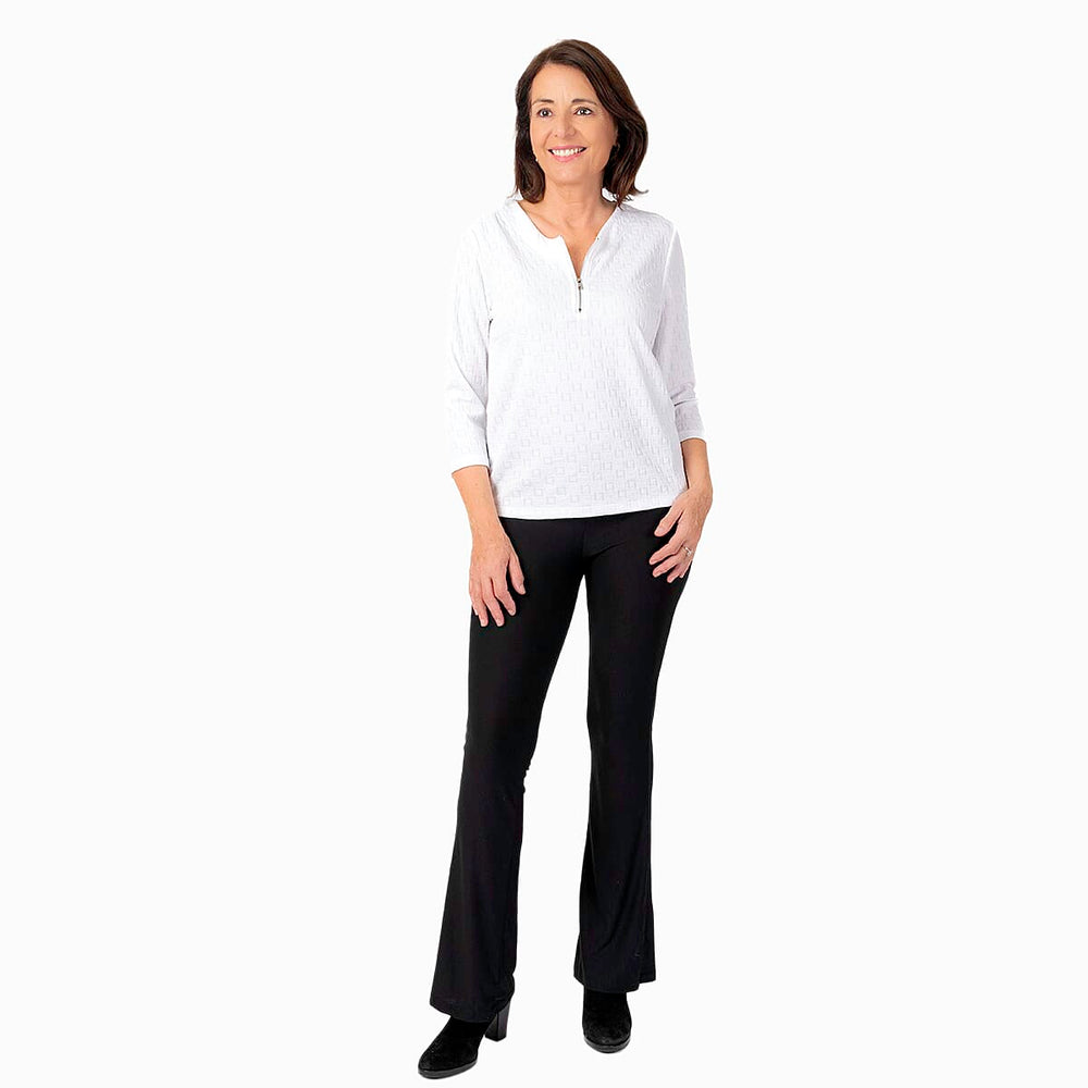Auburn Knitted Zip Blouse (Size 22-24) - Ivory