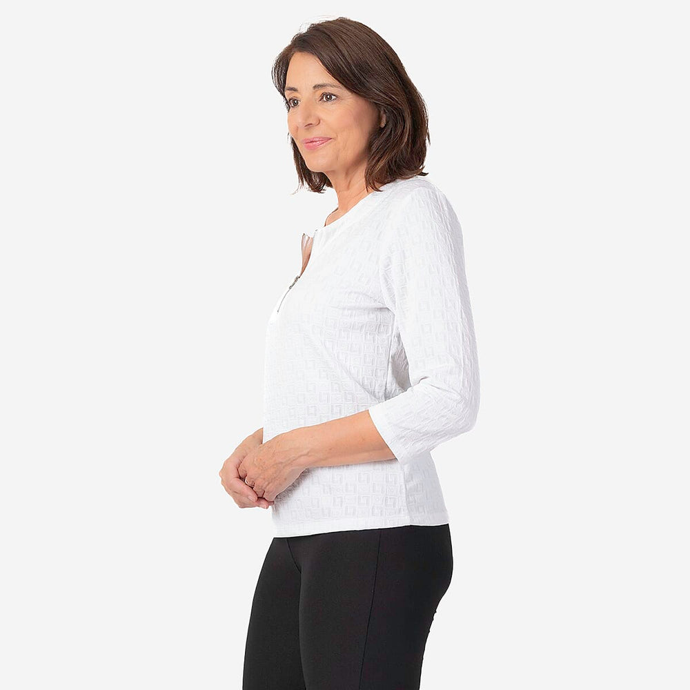 Auburn Knitted Zip Blouse (Size 22-24) - Ivory