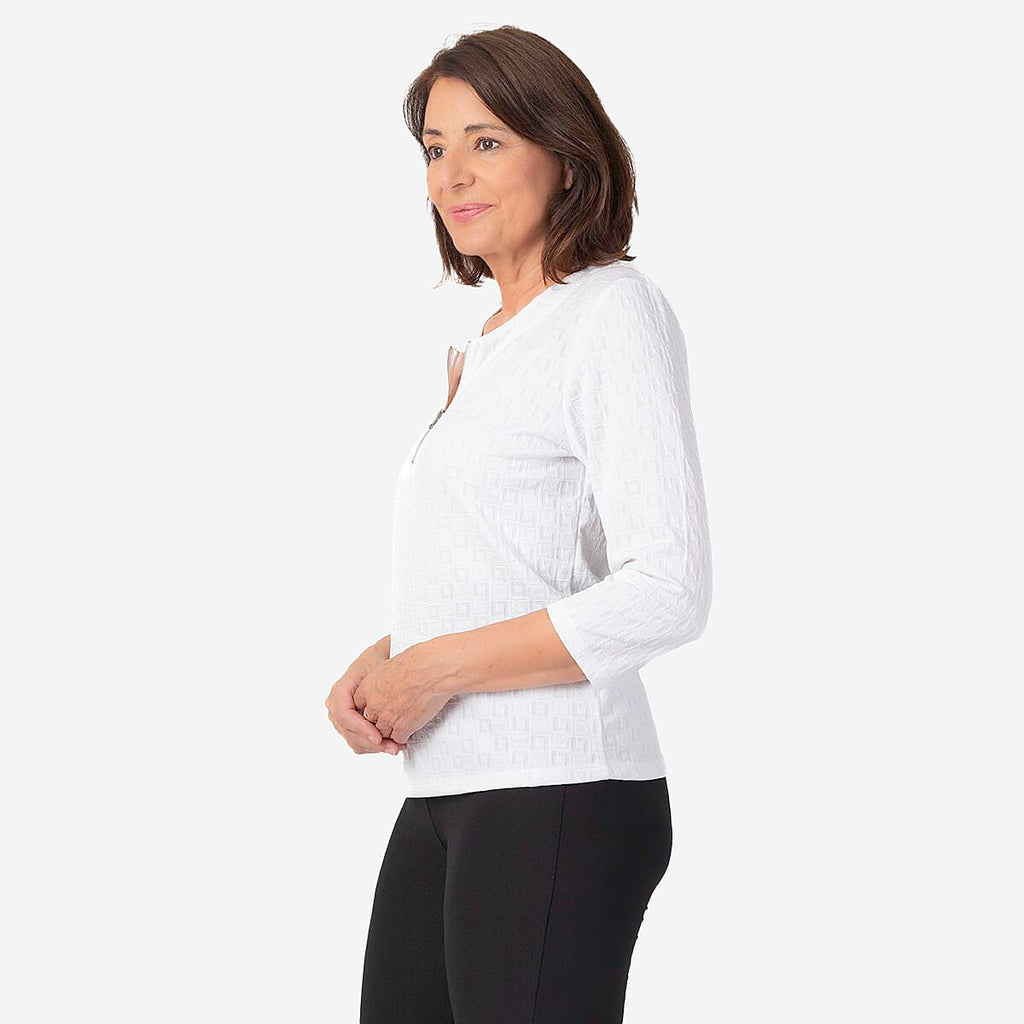Auburn Knitted Zip Blouse (Size 22-24) - Ivory